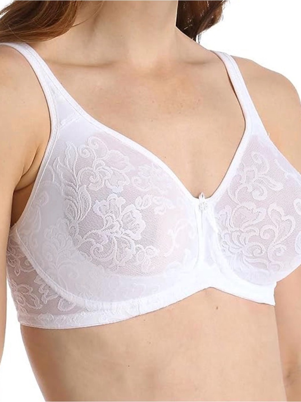 🌟LUNAIRE 🌟Full-Coverage 🌟White Jacquard Underwire Bra with Center Charm, 38G